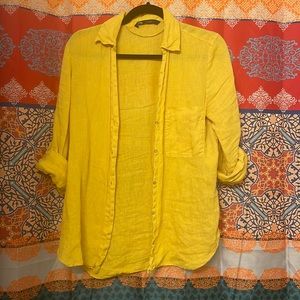 Linen Mustard yellow button down